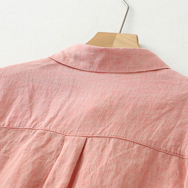 Buddha Stones Casual Plain Buttons Damen Kurzarmhemd - image 11
