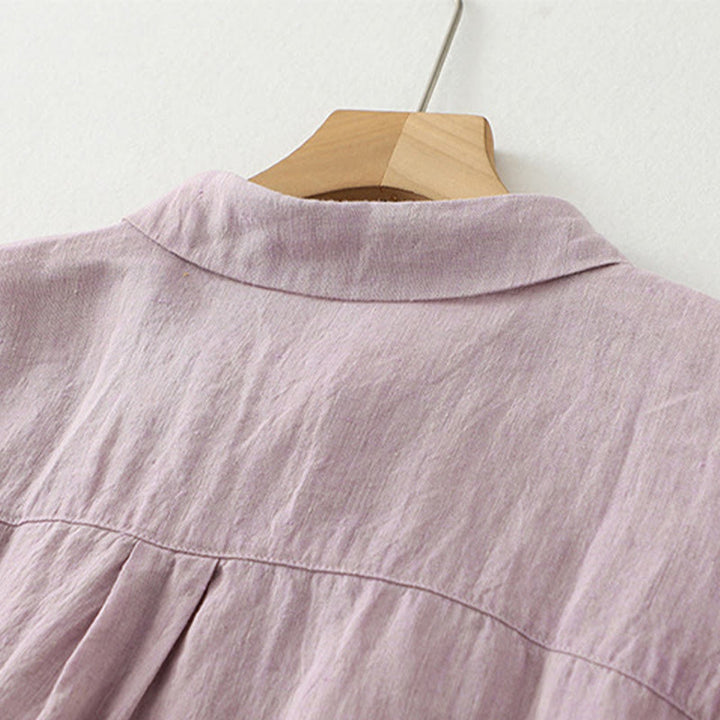 Buddha Stones Casual Plain Buttons Damen Kurzarmhemd - image 3