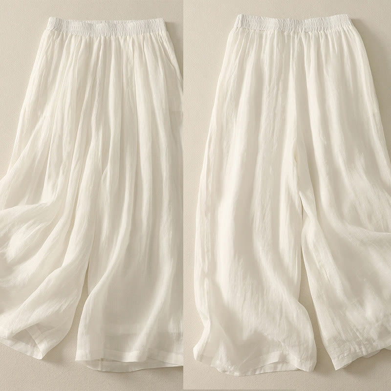 Buddha Stones Damenhose aus Baumwollleinen mit weitem Bein und Taschen, Länge 7–8, elastischer Bund - image 12