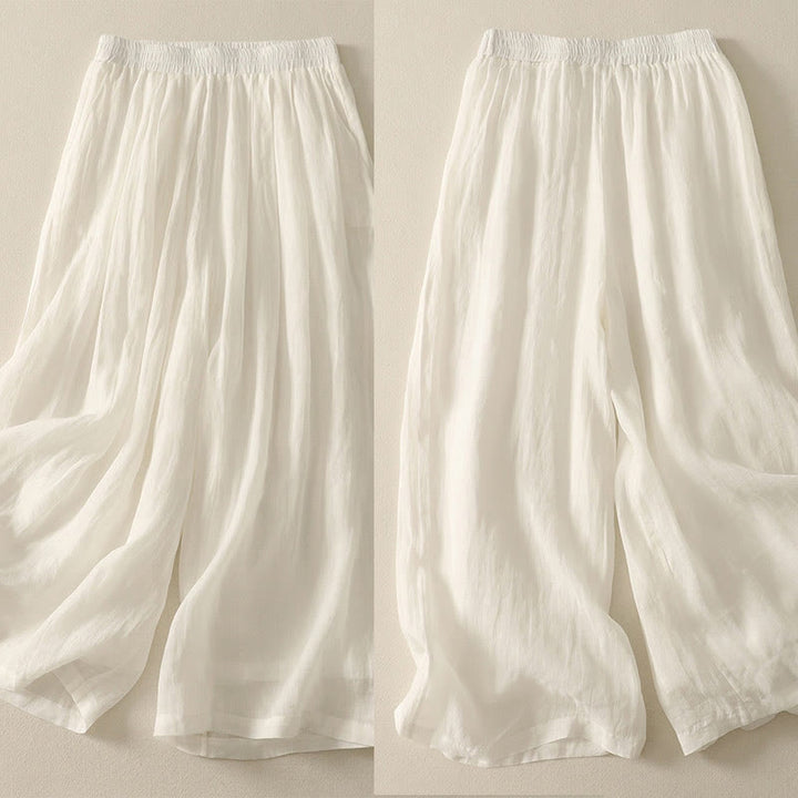 Buddha Stones Damenhose aus Baumwollleinen mit weitem Bein und Taschen, Länge 7–8, elastischer Bund - image 12