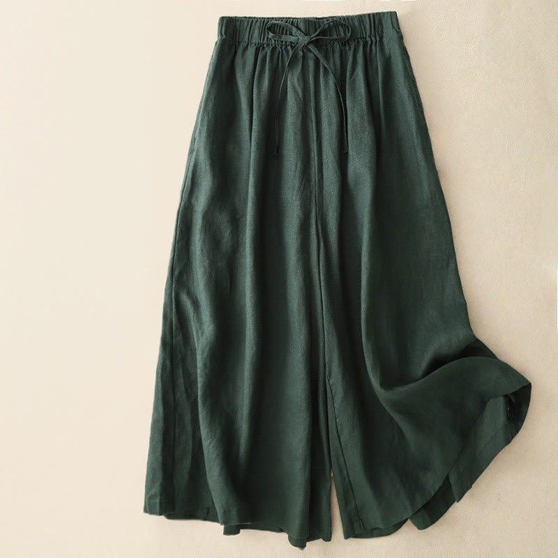 Buddha Stones Sommer-Caprihose mit elastischer Taille und weitem Bein für Damen mit Taschen - Seegrün - US14, UK/AU18,EU46 (3XL) - image 25