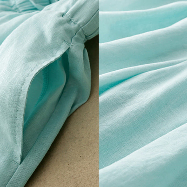 Buddha Stones Sommer-Caprihose mit elastischer Taille und weitem Bein für Damen mit Taschen - image 2