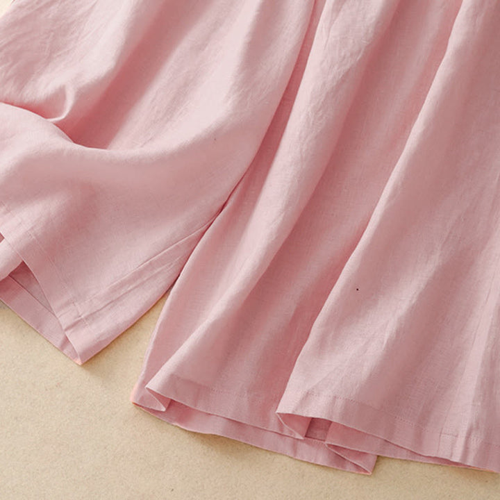 Buddha Stones Sommer-Caprihose mit elastischer Taille und weitem Bein für Damen mit Taschen - image 8