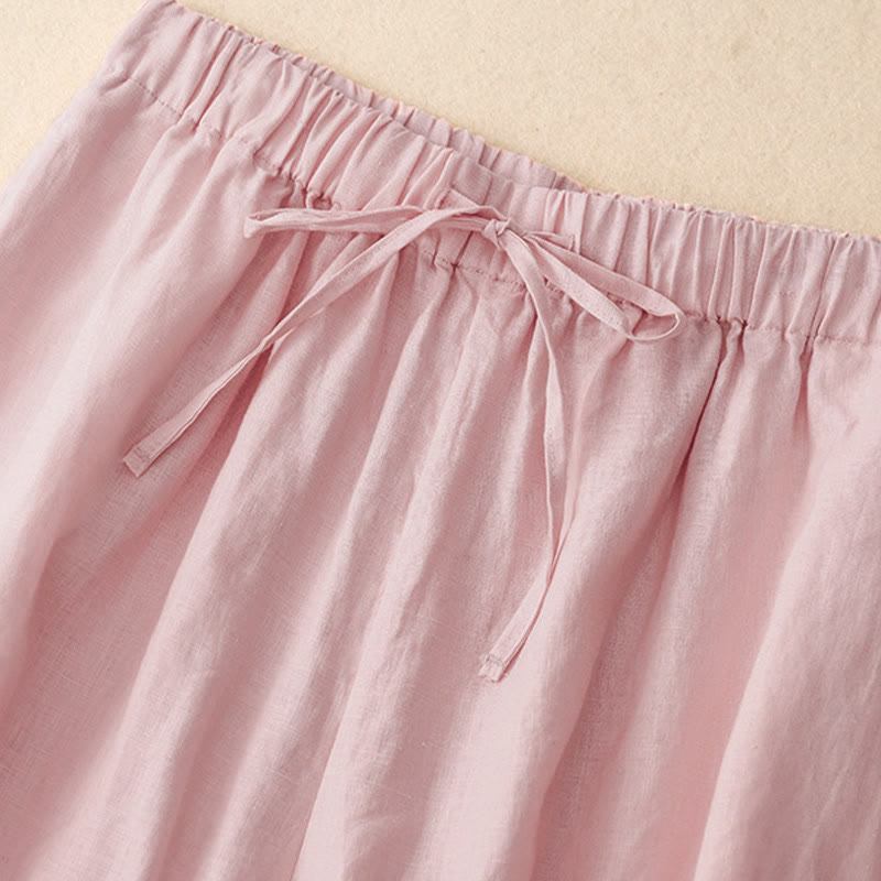 Buddha Stones Sommer-Caprihose mit elastischer Taille und weitem Bein für Damen mit Taschen - image 7