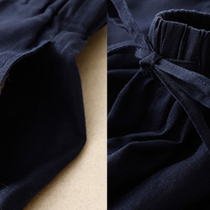 Buddha Stones Sommer-Caprihose mit elastischer Taille und weitem Bein für Damen mit Taschen - image 14