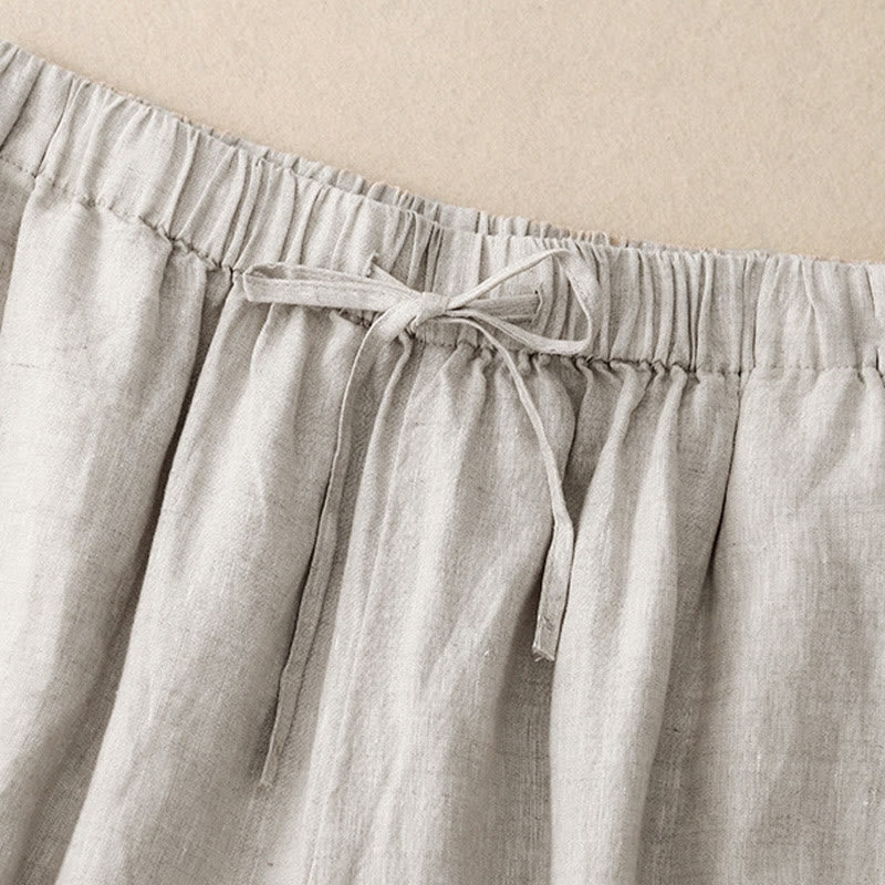 Buddha Stones Sommer-Caprihose mit elastischer Taille und weitem Bein für Damen mit Taschen - image 19