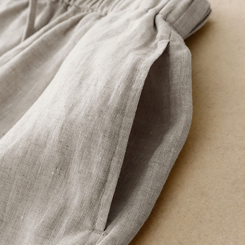 Buddha Stones Sommer-Caprihose mit elastischer Taille und weitem Bein für Damen mit Taschen - image 19