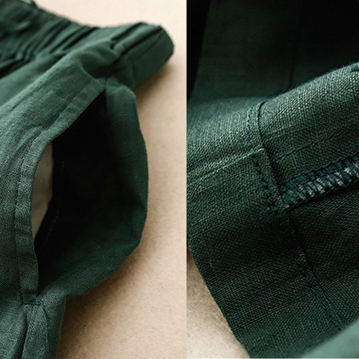 Buddha Stones Sommer-Caprihose mit elastischer Taille und weitem Bein für Damen mit Taschen - image 25