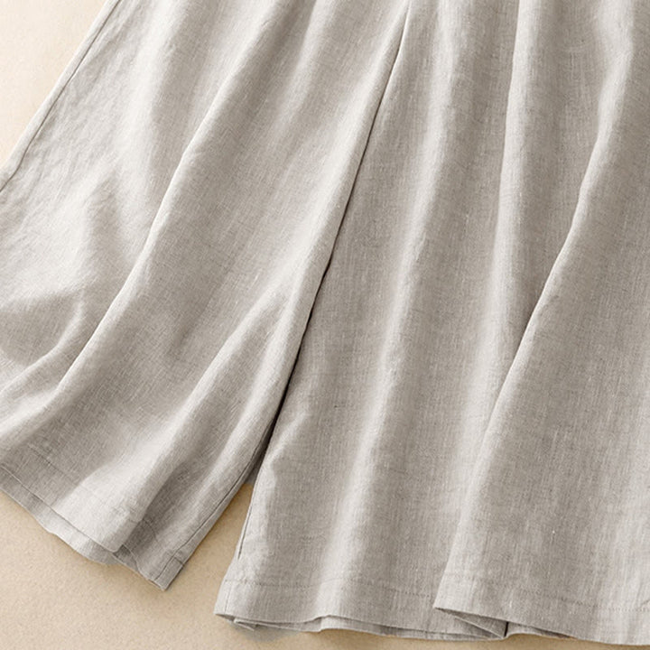 Buddha Stones Sommer-Caprihose mit elastischer Taille und weitem Bein für Damen mit Taschen - image 21