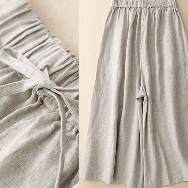 Buddha Stones Sommer-Caprihose mit elastischer Taille und weitem Bein für Damen mit Taschen - image 17