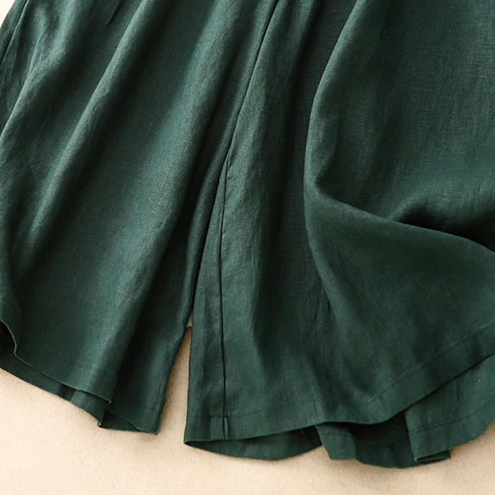 Buddha Stones Sommer-Caprihose mit elastischer Taille und weitem Bein für Damen mit Taschen - image 27