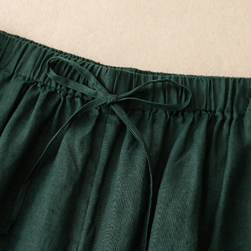 Buddha Stones Sommer-Caprihose mit elastischer Taille und weitem Bein für Damen mit Taschen - image 26