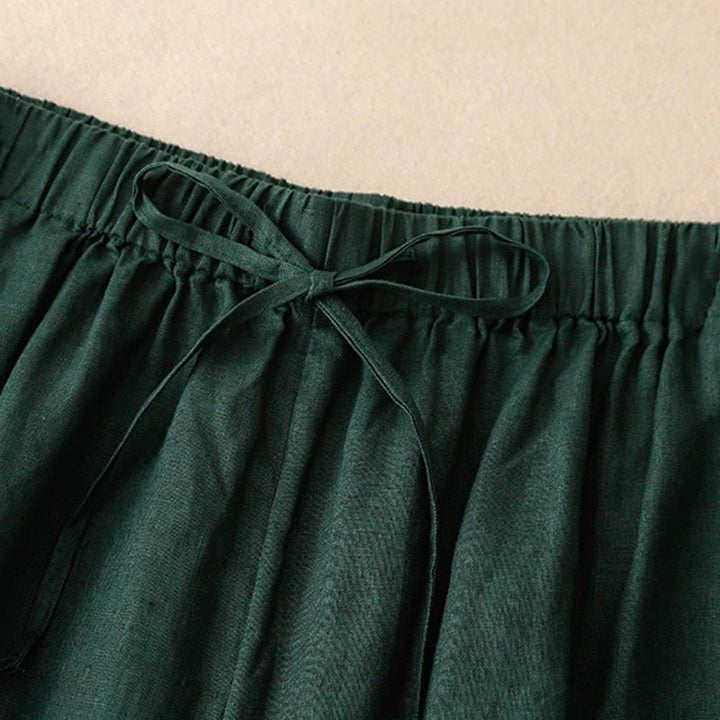 Buddha Stones Sommer-Caprihose mit elastischer Taille und weitem Bein für Damen mit Taschen - image 26