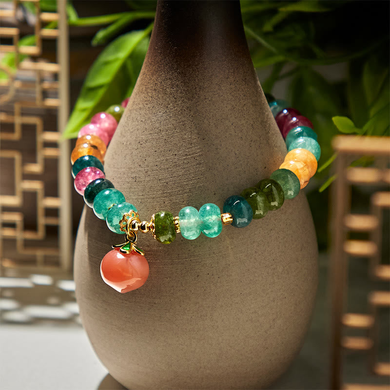 Buddha Stones Turmalin Yanyuan Achat Pfirsich Positives Armband