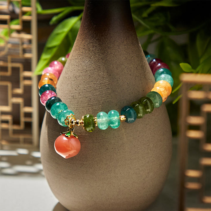 Buddha Stones Turmalin Yanyuan Achat Pfirsich Positives Armband