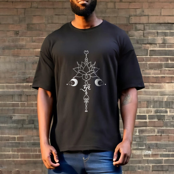 Buddha Stones Plain Lotus Blume Om Symbol Muster T T-shirt - image 3
