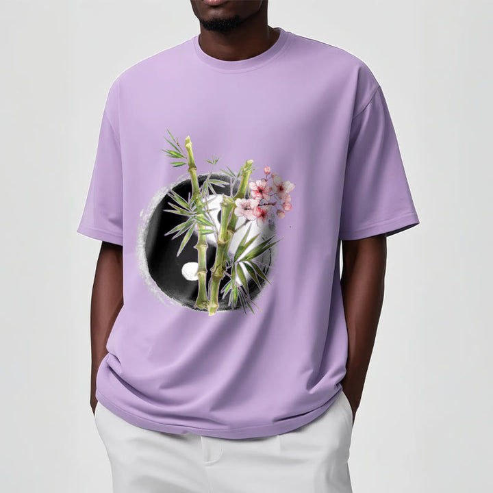Buddha Stones Yin Yang Bambus Pfirsich Blüten Muster T T-shirt - image 18