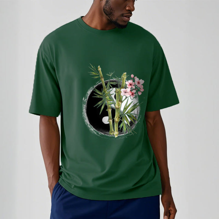 Buddha Stones Yin Yang Bambus Pfirsich Blüten Muster T T-shirt - image 12