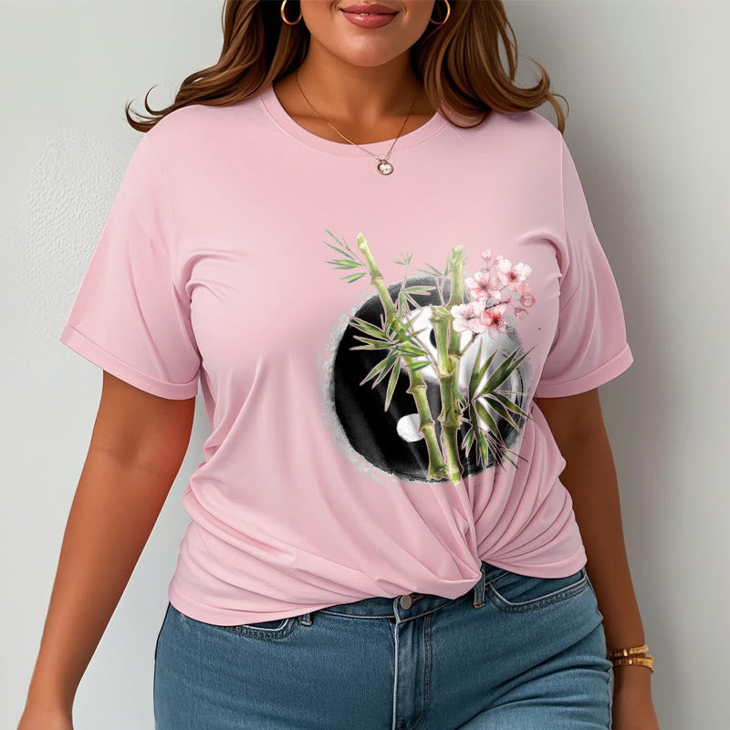 Buddha Stones Yin Yang Bambus Pfirsich Blüten Muster T T-shirt - image 14