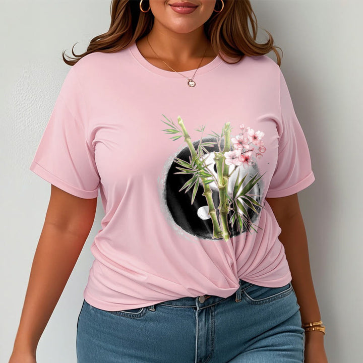 Buddha Stones Yin Yang Bambus Pfirsich Blüten Muster T T-shirt - image 14
