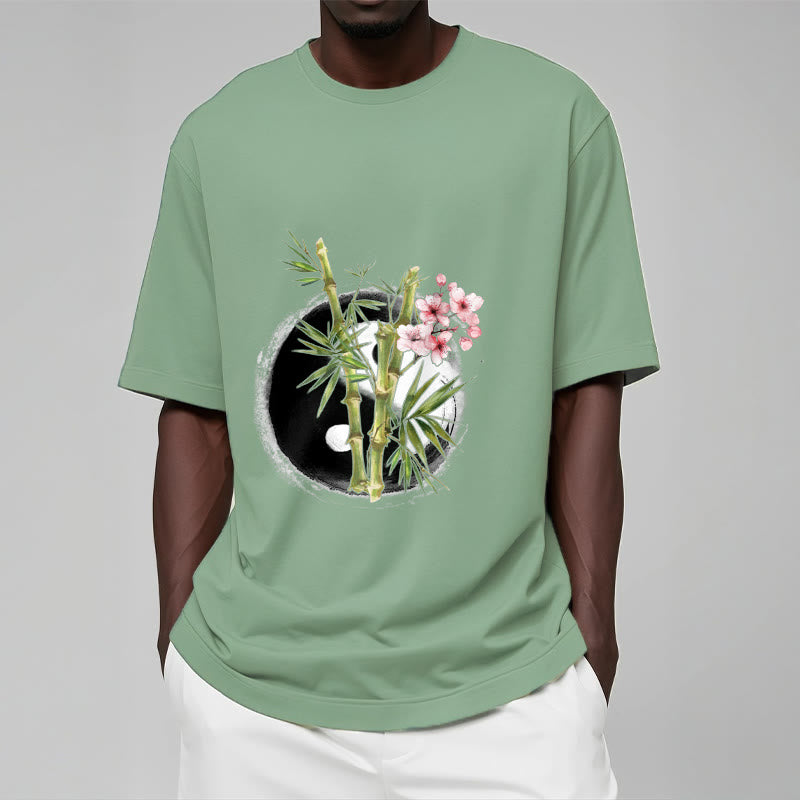 Buddha Stones Yin Yang Bambus Pfirsich Blüten Muster T T-shirt - image 16
