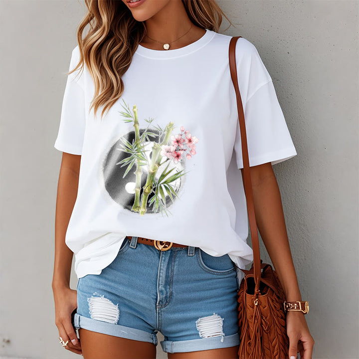 Buddha Stones Yin Yang Bambus Pfirsich Blüten Muster T T-shirt - image 8