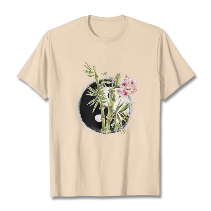 Buddha Stones Yin Yang Bambus Pfirsich Blüten Muster T T-shirt - Bisque - 2XL - image 9