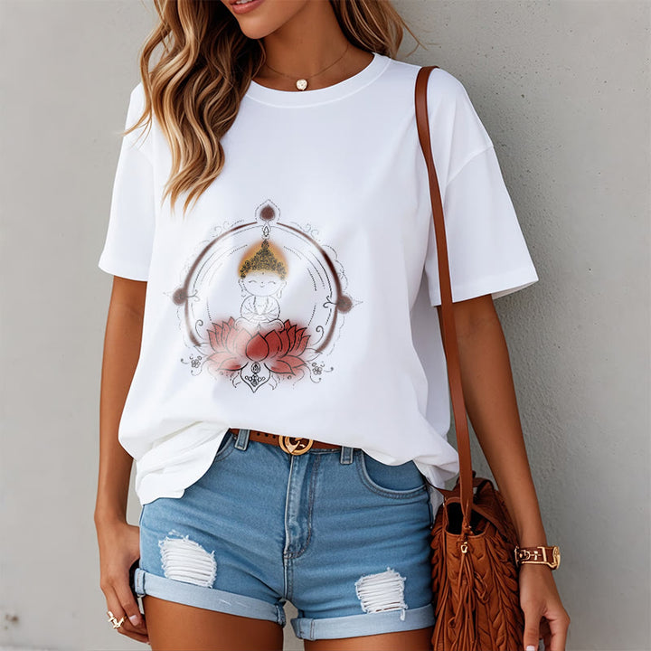 Buddha Stones Freude Buddha Lotus Mandala Muster T T-shirt - image 3