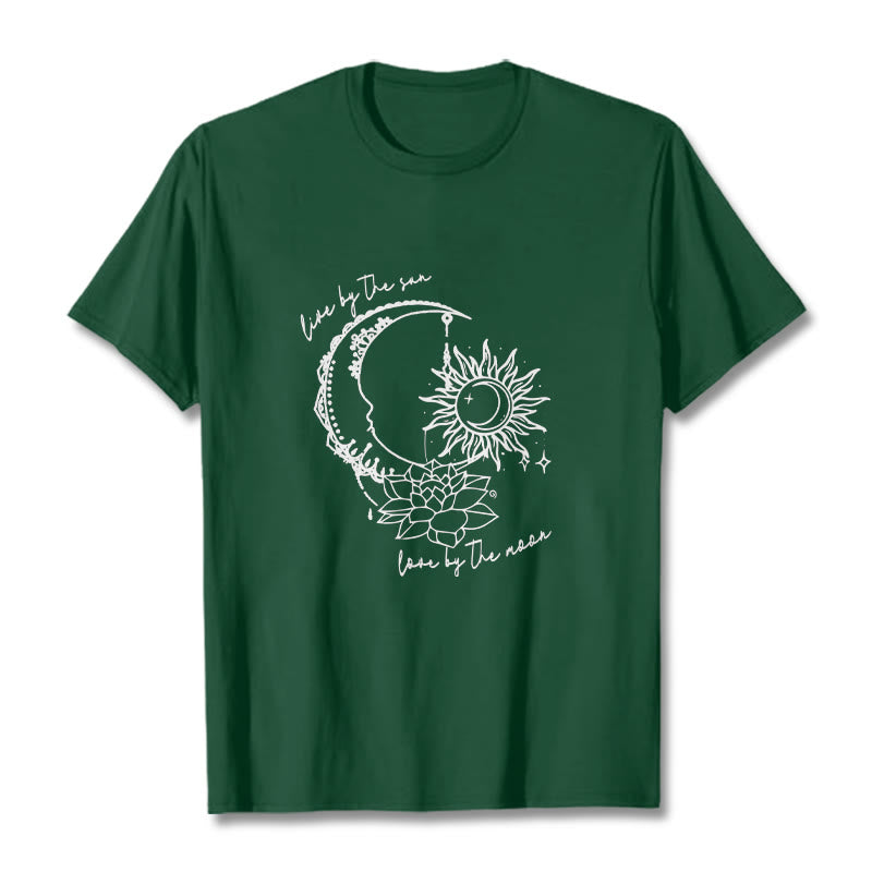 Buddha Stones Sonne Mond Lotus Blume Muster T T-shirt - WaldGrün - 2XL - image 1
