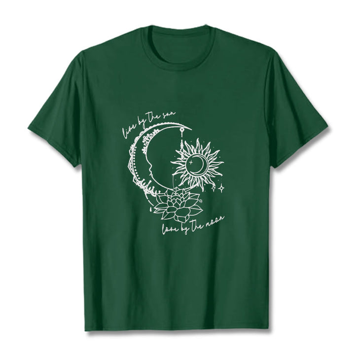 Buddha Stones Sonne Mond Lotus Blume Muster T T-shirt - WaldGrün - 2XL - image 1