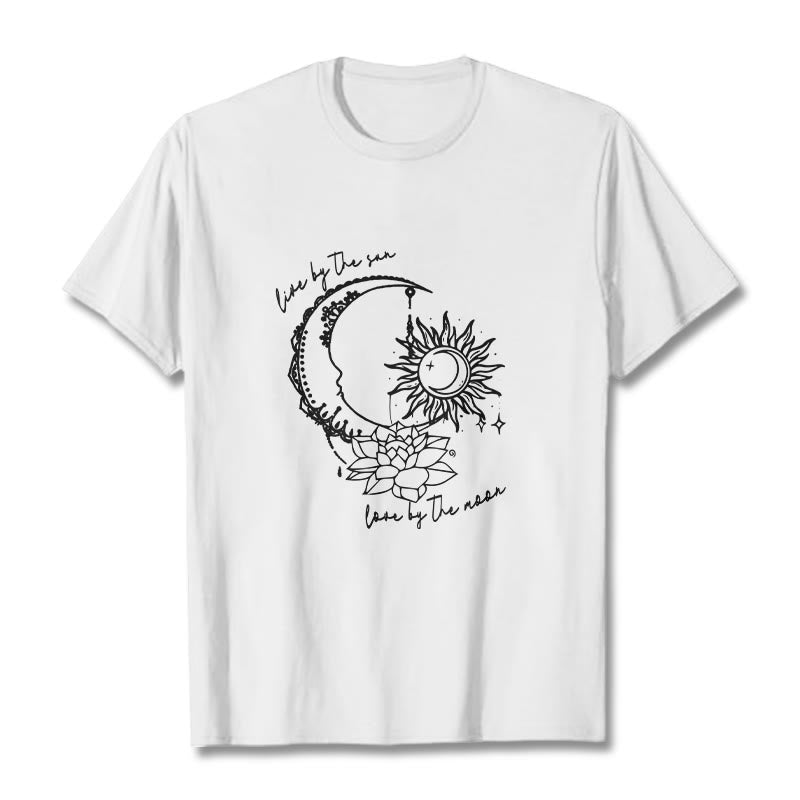 Buddha Stones Sonne Mond Lotus Blume Muster T T-shirt - Weiß - 2XL - image 8