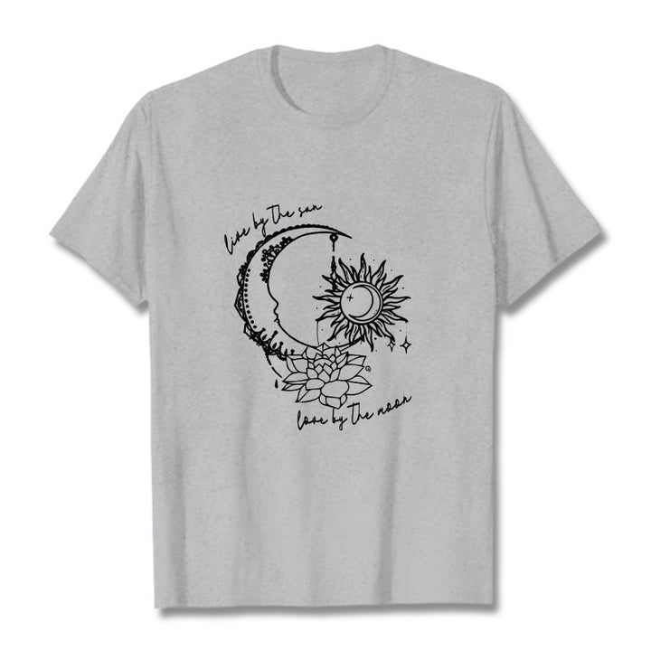 Buddha Stones Sonne Mond Lotus Blume Muster T T-shirt - Hellgrau - 2XL - image 20