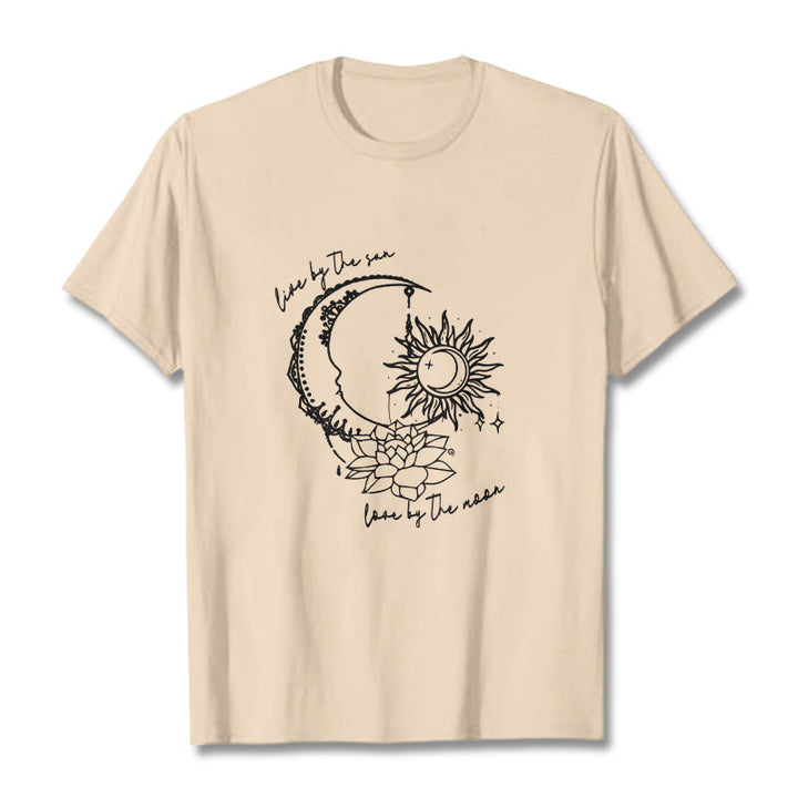 Buddha Stones Sonne Mond Lotus Blume Muster T T-shirt - Bisque - 2XL - image 11
