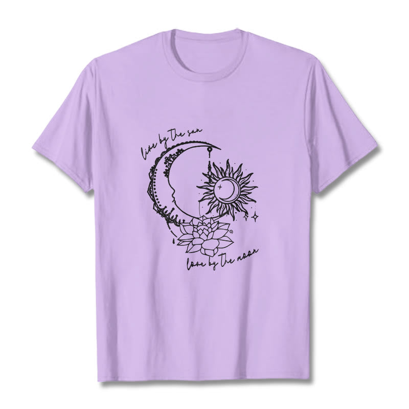 Buddha Stones Sonne Mond Lotus Blume Muster T T-shirt - Pflaume - 2XL - image 17