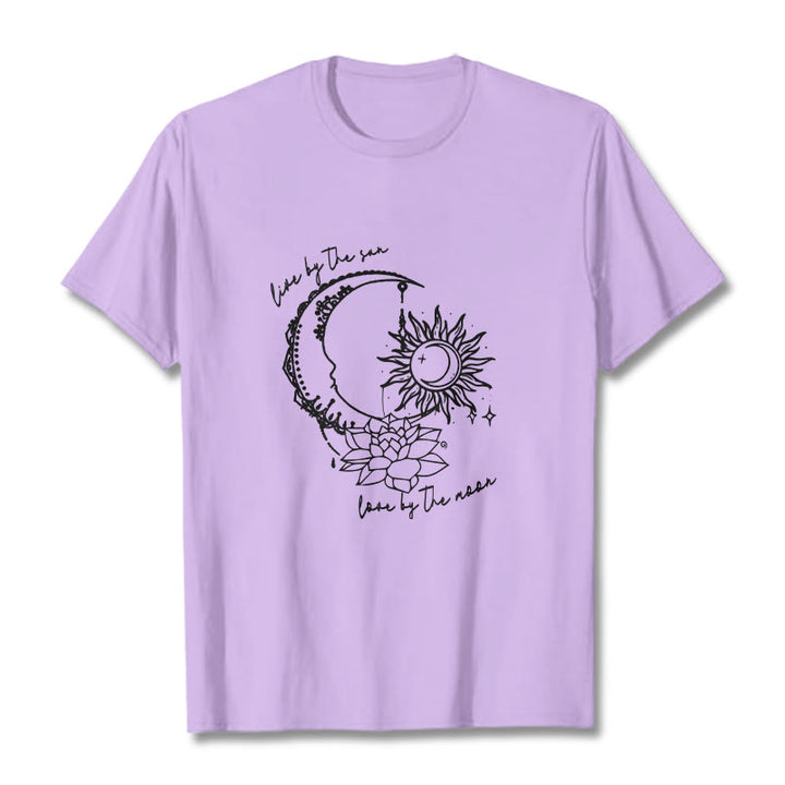 Buddha Stones Sonne Mond Lotus Blume Muster T T-shirt - Pflaume - 2XL - image 17