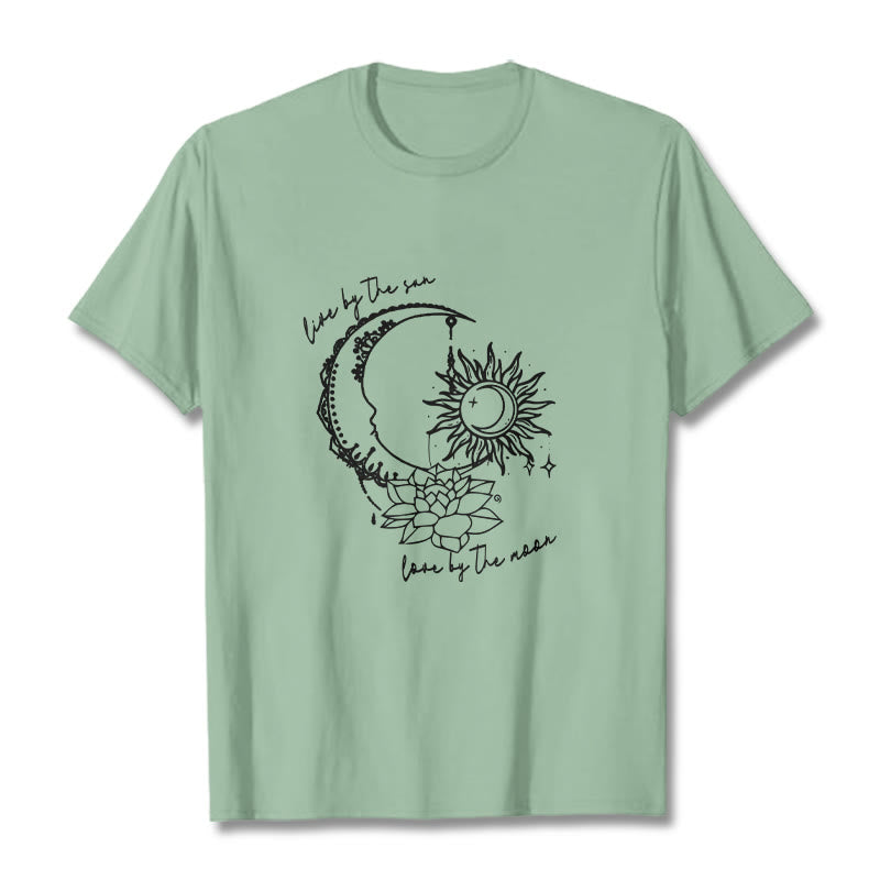 Buddha Stones Sonne Mond Lotus Blume Muster T T-shirt - Blassgrün - 2XL - image 15