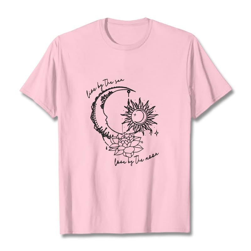 Buddha Stones Sonne Mond Lotus Blume Muster T T-shirt - Hellrosa - 2XL - image 13