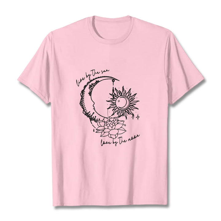 Buddha Stones Sonne Mond Lotus Blume Muster T T-shirt - Hellrosa - 2XL - image 13