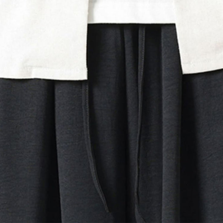 Buddha Stones Lässige, lockere Spandex-Hose mit Lanyard-Design und Taillenseil für Herren in der Länge 7–8 mit Taschen - image 8