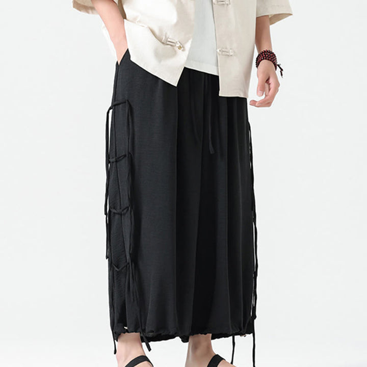 Buddha Stones Lässige, lockere Spandex-Hose mit Lanyard-Design und Taillenseil für Herren in der Länge 7–8 mit Taschen - image 10