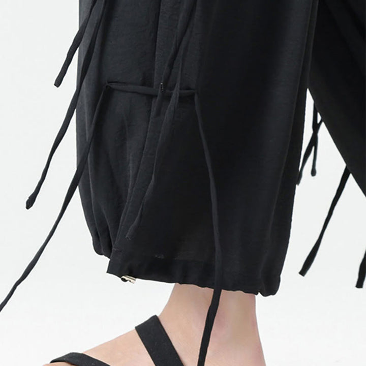 Buddha Stones Lässige, lockere Spandex-Hose mit Lanyard-Design und Taillenseil für Herren in der Länge 7–8 mit Taschen - image 13