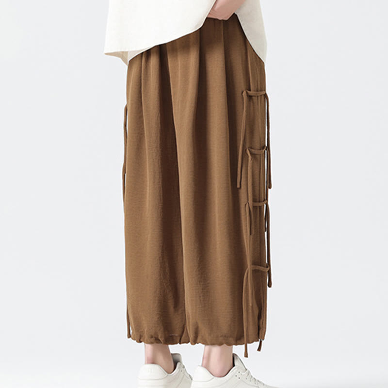 Buddha Stones Lässige, lockere Spandex-Hose mit Lanyard-Design und Taillenseil für Herren in der Länge 7–8 mit Taschen - image 36