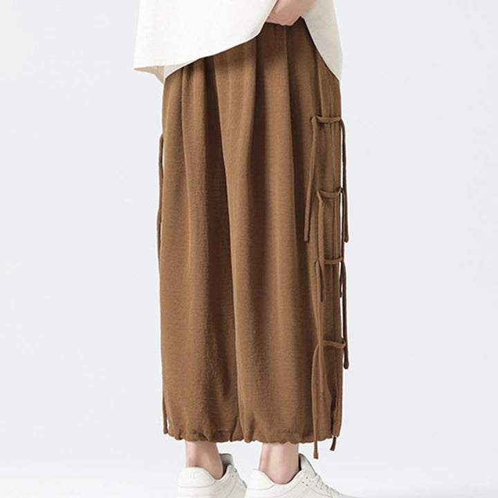 Buddha Stones Lässige, lockere Spandex-Hose mit Lanyard-Design und Taillenseil für Herren in der Länge 7–8 mit Taschen - image 36