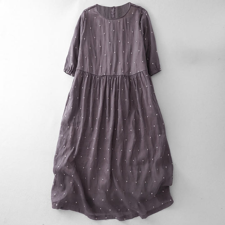 Buddha Stones Midikleid aus Polyester mit Rückenknopfleiste, Punktmuster, halben Ärmeln und Taschen - Mittelgroße Orchidee - US12, UK/AU16, EU44 (2XL) - image 0