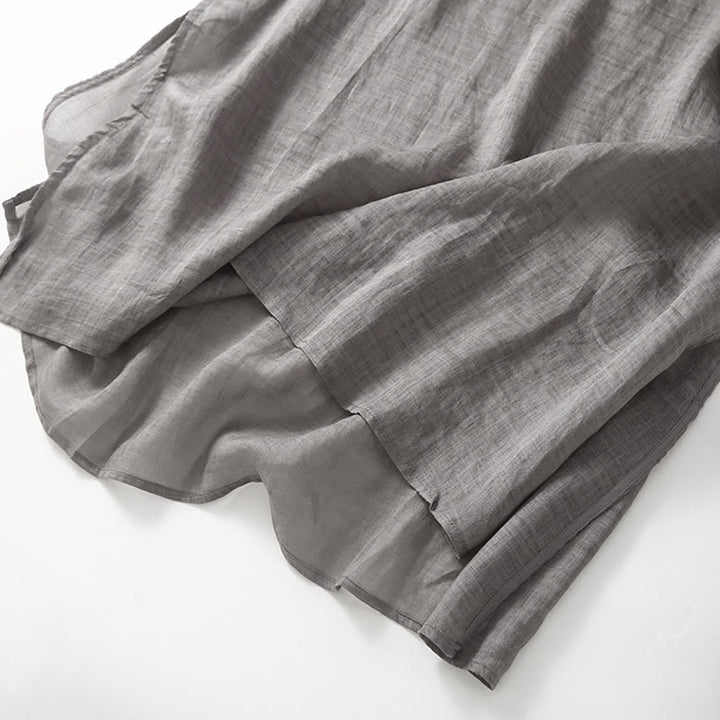 Buddha Stones – Lässiges Midikleid aus Baumwolle und Leinen mit Stickerei, geteilten Dreiviertelärmeln - image 17