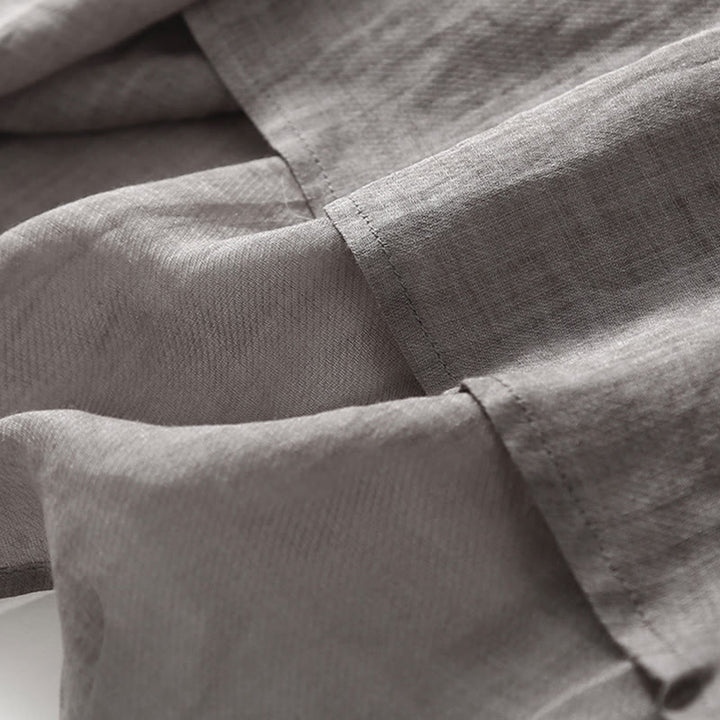 Buddha Stones – Lässiges Midikleid aus Baumwolle und Leinen mit Stickerei, geteilten Dreiviertelärmeln - image 15