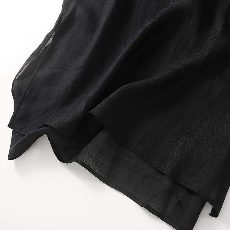 Buddha Stones – Lässiges Midikleid aus Baumwolle und Leinen mit Stickerei, geteilten Dreiviertelärmeln - image 9