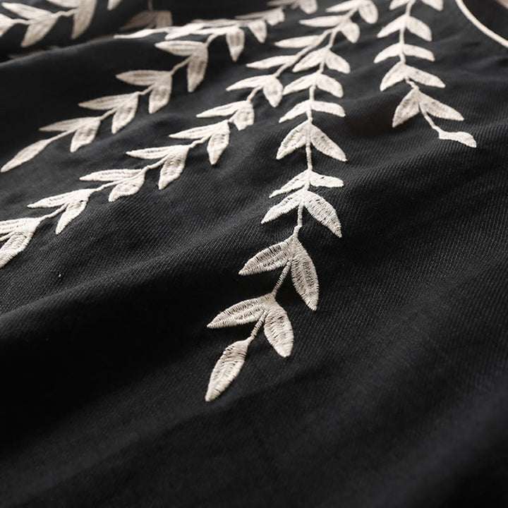 Lässiges Midikleid mit Buddha Stones -Stickerei, Dreiviertelärmeln und Schlitz - image 4