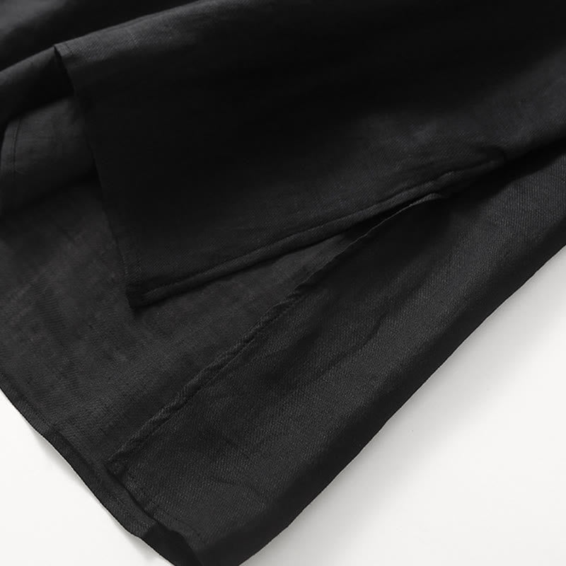 Buddha Stones – Lässiges Midikleid aus Baumwolle und Leinen mit Stickerei, geteilten Dreiviertelärmeln - image 8