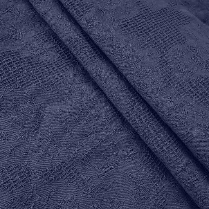 Buddha Stones Sommer-Jacquard-Midikleid aus Baumwolle und Leinen mit Kordelzug und Faltendesign und Taschen - image 14